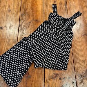 Volcom Jumpsuit Size XS Black & White Bohemian Drop Crotch Cropped leg